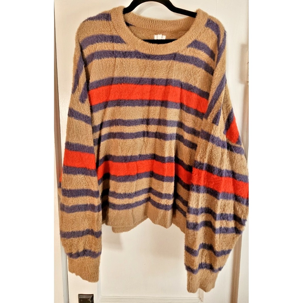 aerie Flurry‎ crw sweater striped Cappuccino woman Sz XL